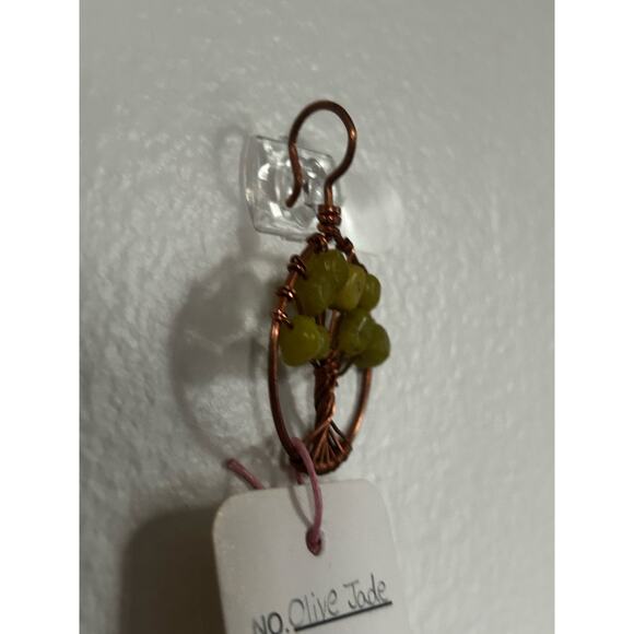 Handmade Copper and Serpentine Crystal Tree of life 3.5x2” Wall Decor - Picture 3 of 5